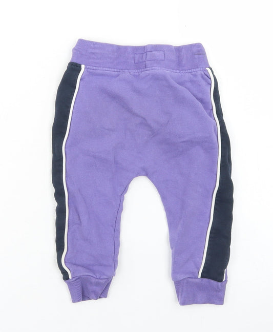NEXT Girls Purple Colourblock Cotton Jogger Trousers Size 12-18 Months Drawstring