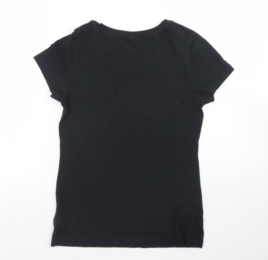 Reebok Womens Black Cotton Basic T-Shirt Size S Crew Neck