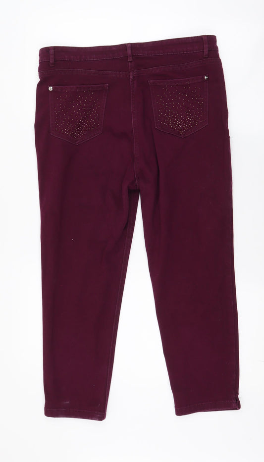 Per Una Womens Purple Polyester Skinny Jeans Size 32 in L22.5 in Regular Zip - short leg length