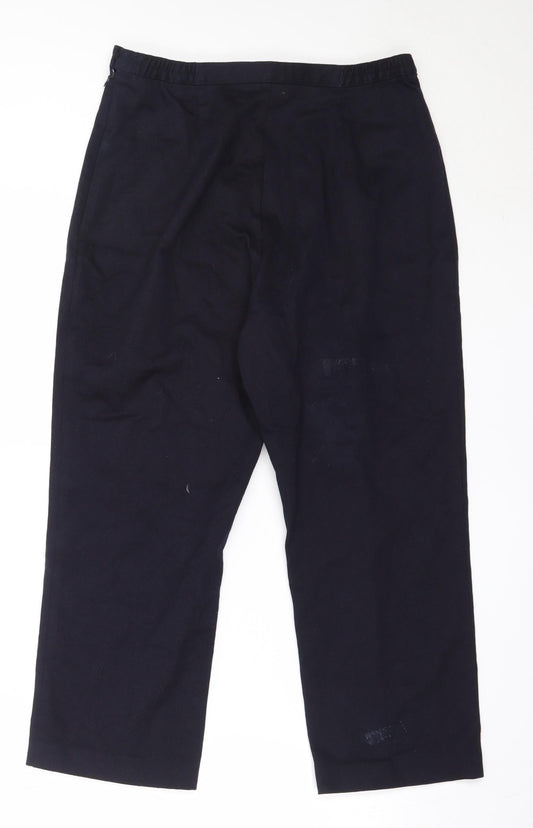 Berkertex Womens Blue Cotton Trousers Size 12 L22.5 in Regular