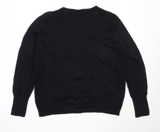 Dunnes Stores Womens Black Round Neck Viscose Pullover Jumper Size 18