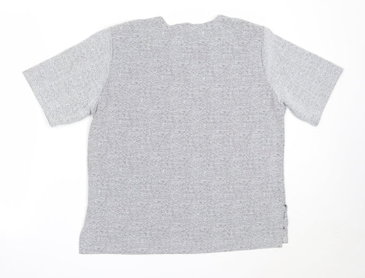 Sukhmani Womens Grey Polyester Basic Blouse Size L Round Neck