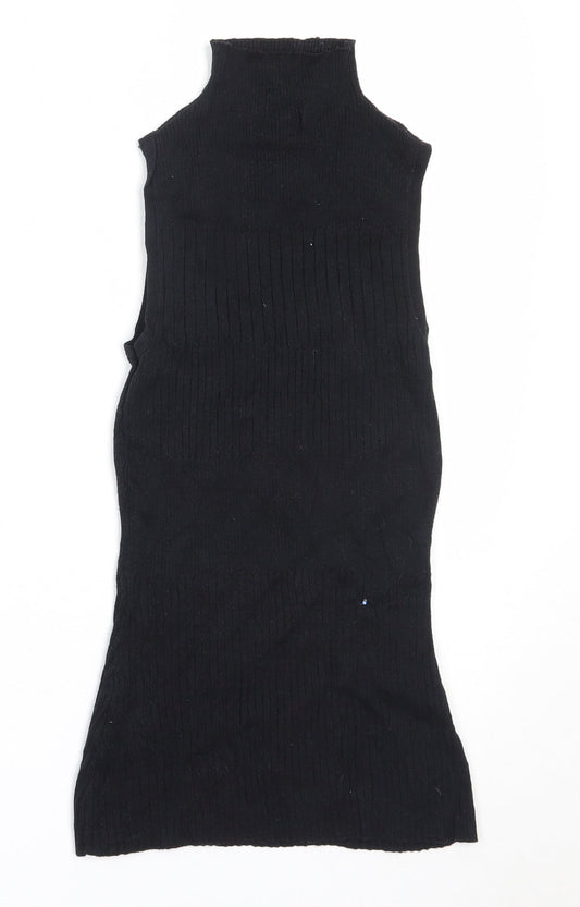 River Island Womens Black High Neck Viscose Vest Jumper Size 8
