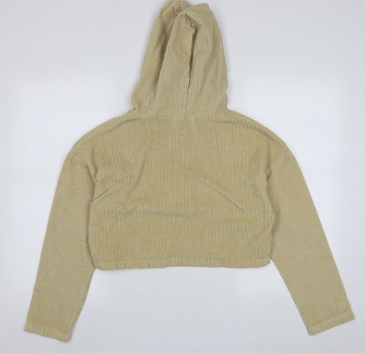 PRETTYLITTLETHING Womens Beige Cotton Pullover Hoodie Size 4 Pullover