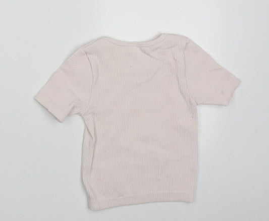 Dunnes Stores Girls Pink Nylon Basic T-Shirt Size 8-9 Years Crew Neck Pullover
