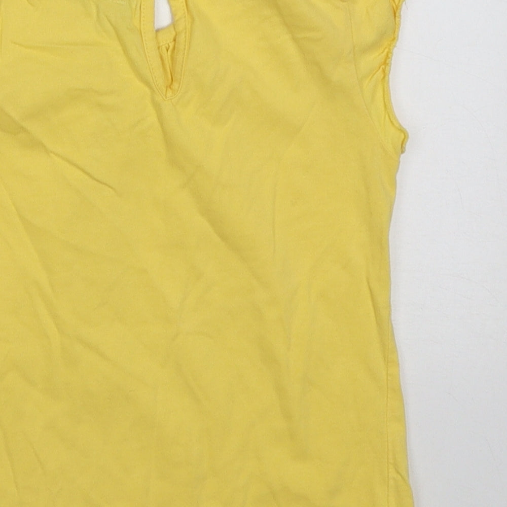 Marks and Spencer Girls Yellow Cotton Basic T-Shirt Size 2-3 Years Crew Neck Pullover