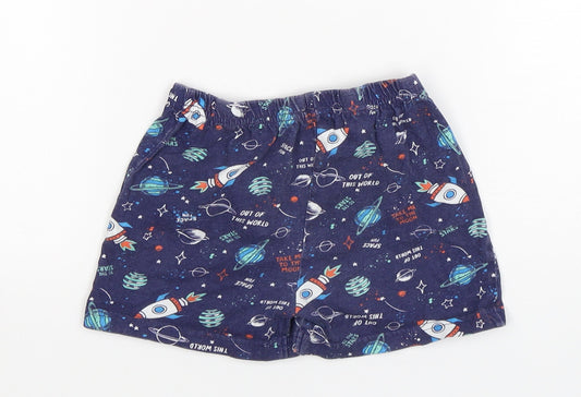 Jeff & Co Boys Blue Geometric Cotton Sleep Shorts Size 18-24 Months