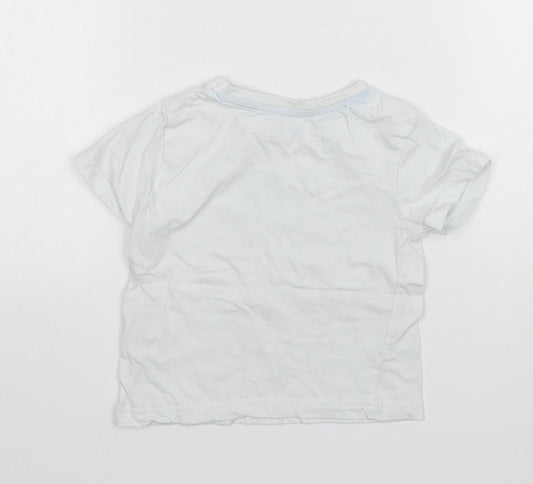 Jeff&CO Boys White Cotton Basic T-Shirt Size 18-24 Months Round Neck
