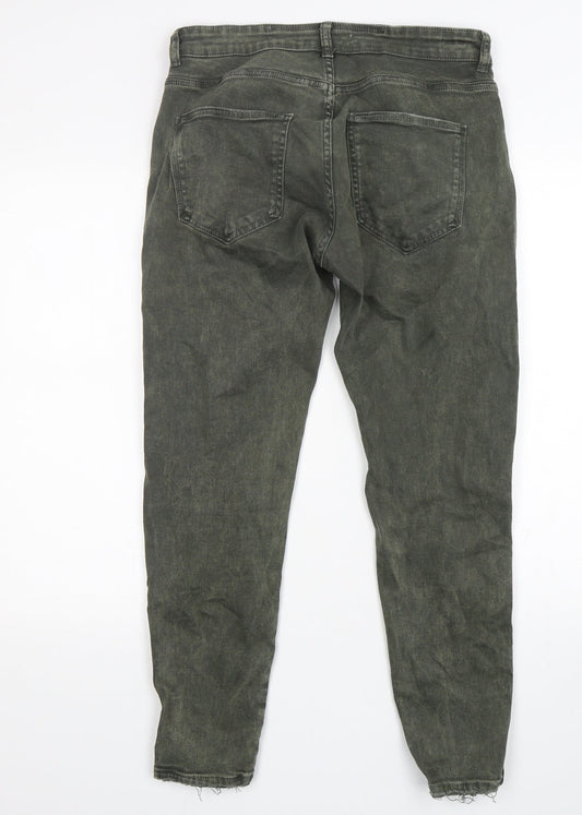 Zara Womens Green Cotton Skinny Jeans Size 32 in L28 in Regular