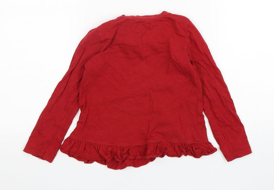NEXT Girls Red Cotton Basic T-Shirt Size 3 Years Round Neck