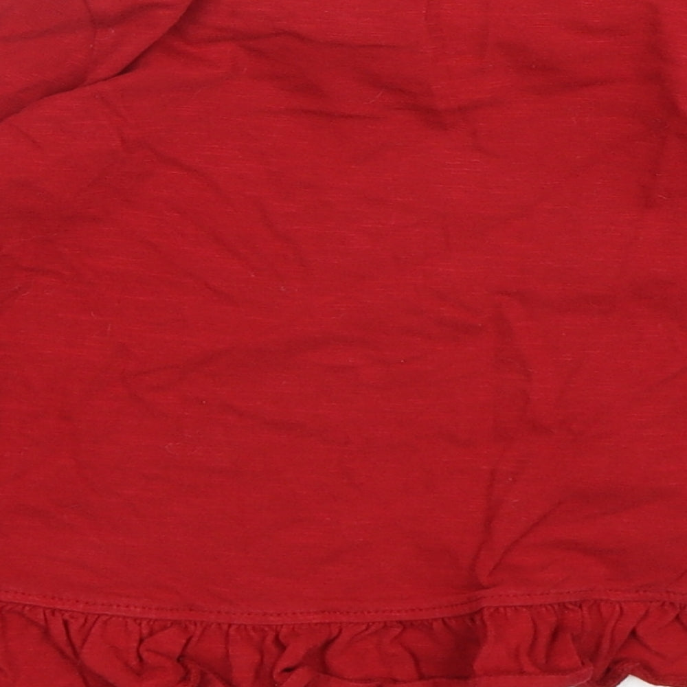 NEXT Girls Red Cotton Basic T-Shirt Size 3 Years Round Neck