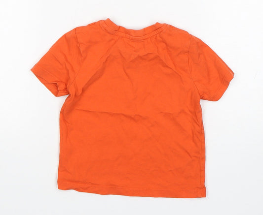 Matalan Boys Orange Cotton Basic T-Shirt Size 12-18 Months Round Neck Pullover