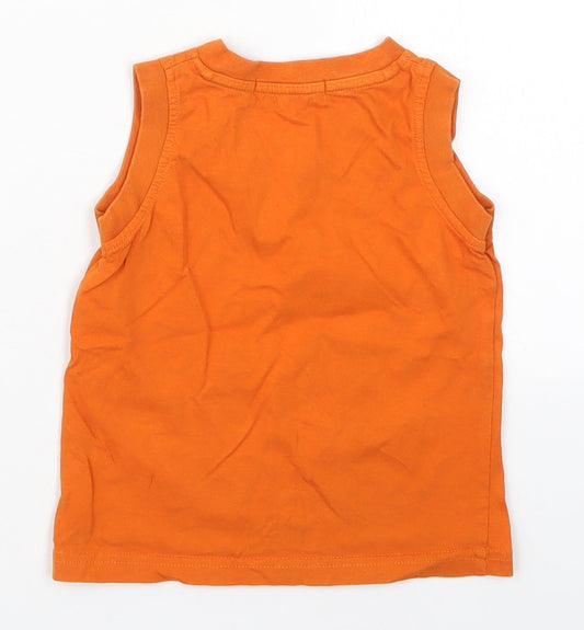 George Boys Orange Cotton Basic Tank Size 18-24 Months V-Neck Pullover - Just Monkeying Around