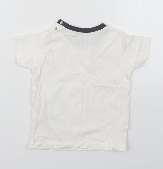 Nutmeg Boys White Cotton Basic T-Shirt Size 12-18 Months Crew Neck Pullover - Super Hero Let's Go Make Some Noise