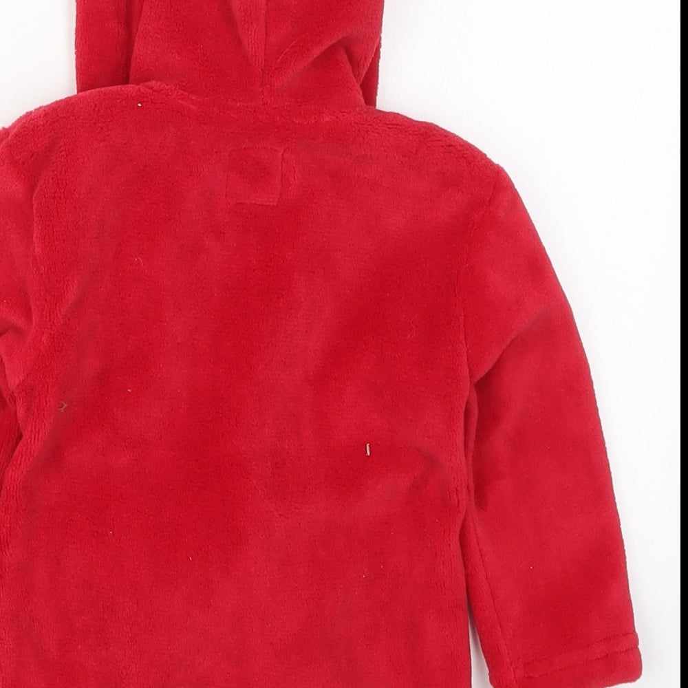 Primark Baby Red Solid Polyester Kimono Robe Size 9-12 Months Tie