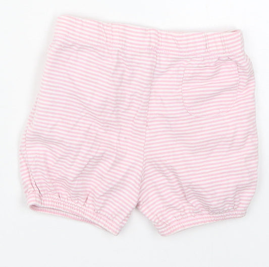 John Lewis Girls Pink Striped Cotton Cropped Trousers Size 3-6 Months - Sweat Shorts