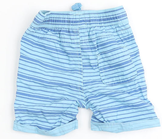 So Cute Boys Blue Striped 100% Cotton Cropped Trousers Size 12-18 Months - Shorts