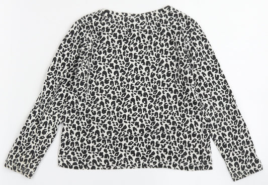 Matalan Girls Ivory Animal Print 100% Cotton Basic T-Shirt Size 4 Years Round Neck