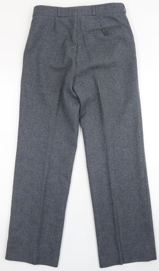 C&A Mens Blue Polyester Dress Pants Trousers L28 in Regular Button
