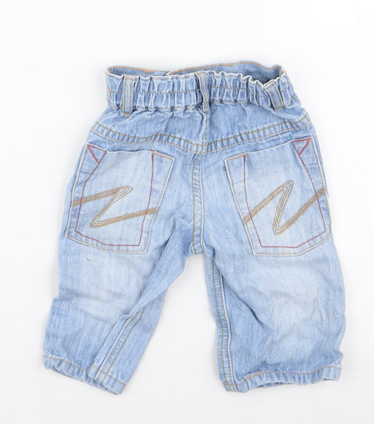 NEXT Boys Blue 100% Cotton Cargo Jeans Size 3-6 Months Button