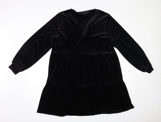 H&M Womens Black Polyester Trapeze & Swing Size M V-Neck Pullover
