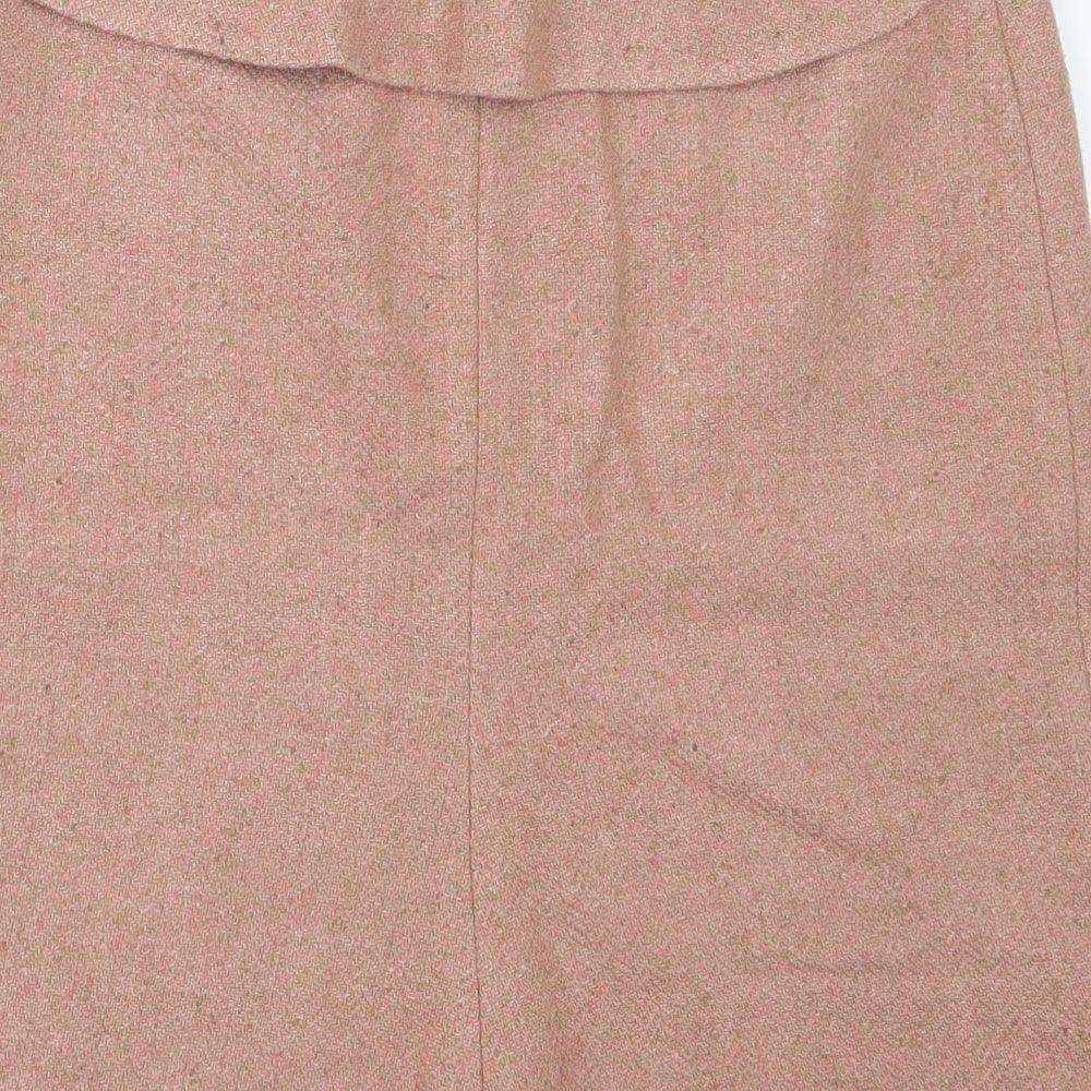 Joseph Womens Pink Herringbone Wool A-Line Skirt Size 10 Zip