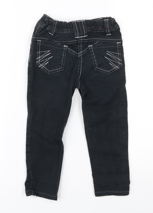 Adams Girls Black Cotton Skinny Jeans Size 3 Years Regular Button