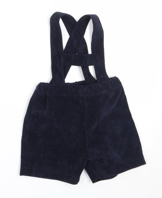 Preworn Boys Blue Cotton Dungaree One-Piece Size 12 Months
