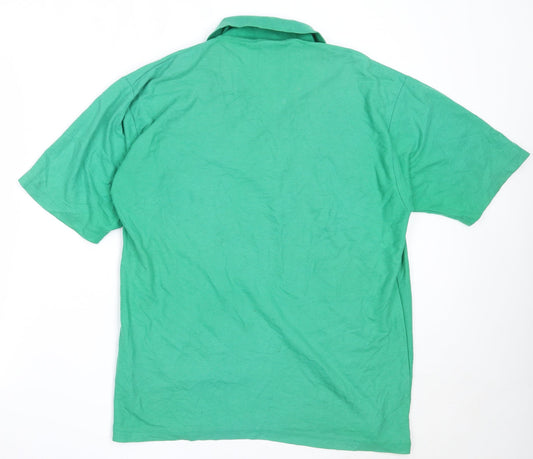 UCC Collection Mens Green Cotton Polo Size L Collared