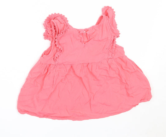 Primark Girls Pink Viscose Basic Tank Size 5-6 Years Round Neck