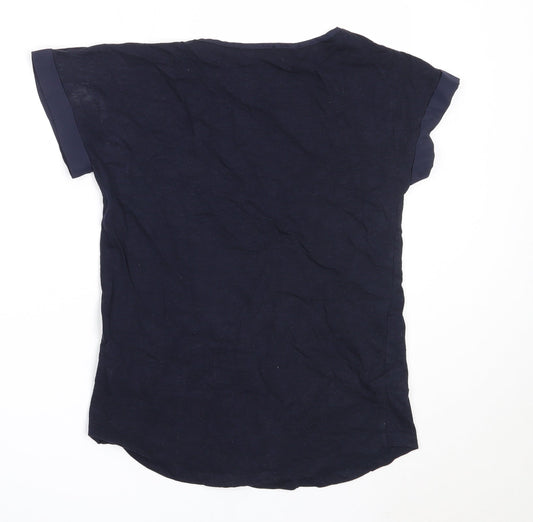 Oasis Womens Blue Cotton Basic T-Shirt Size XS Round Neck