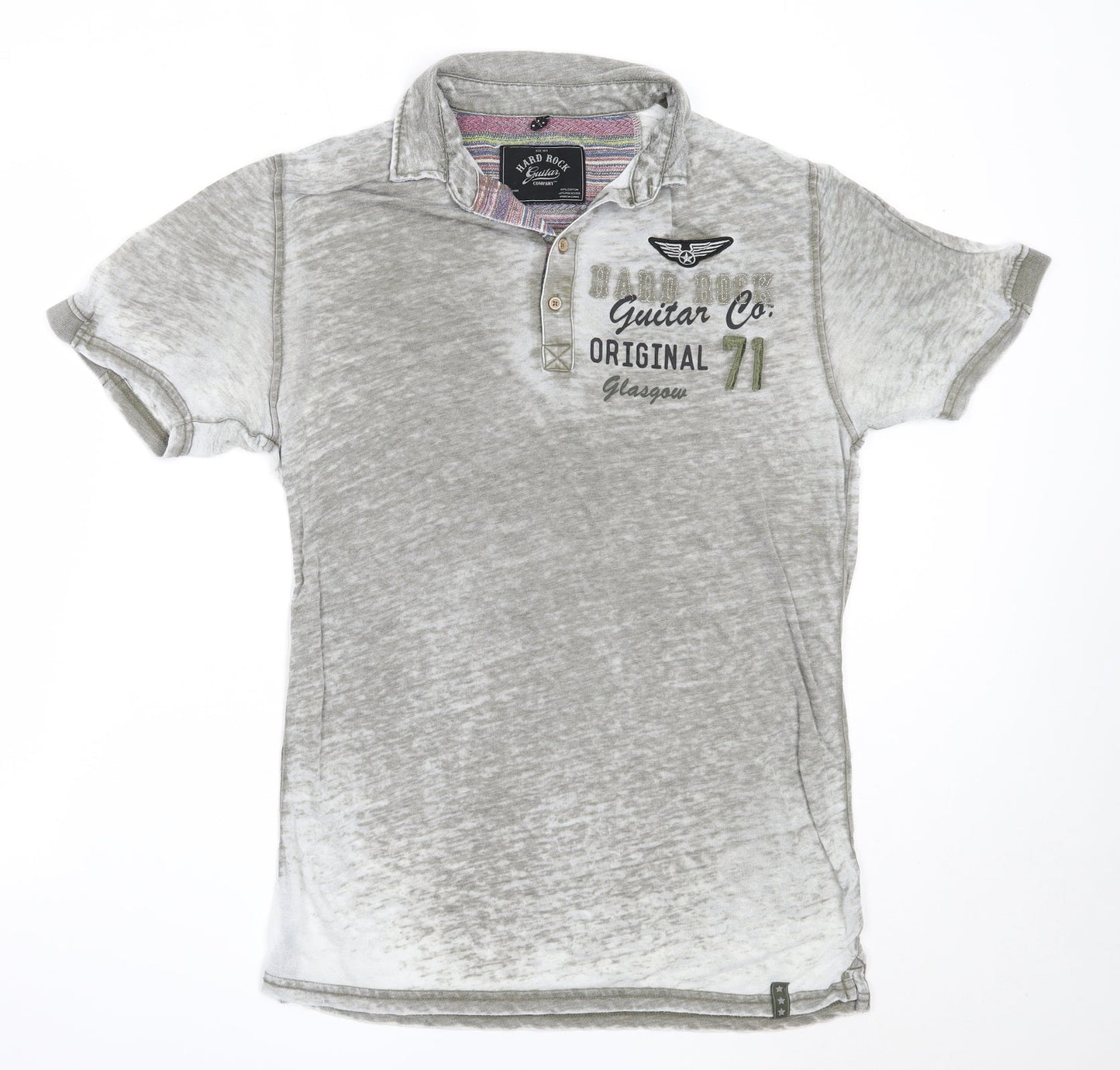 Hard Rock Mens Grey Cotton T-Shirt Size M Collared - hard rock glasgow