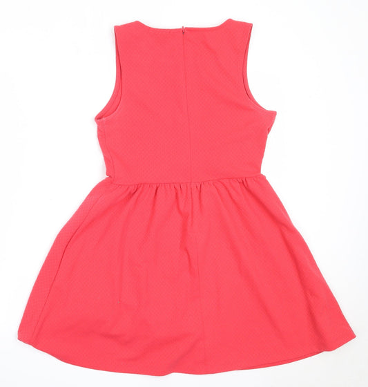 FOREVER 21 Womens Red Polyester Fit & Flare Size M Round Neck