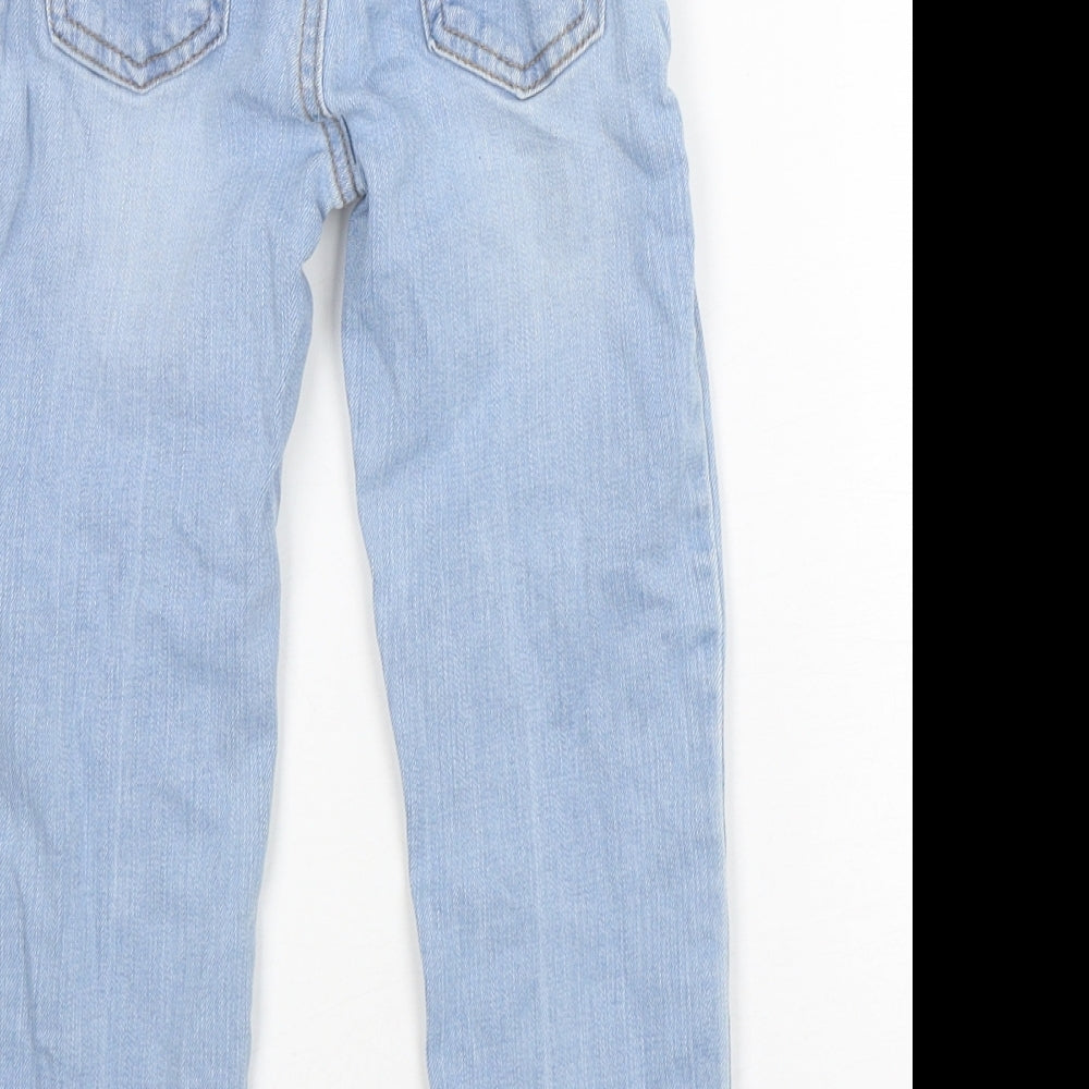 Marks and Spencer Girls Blue Cotton Skinny Jeans Size 4-5 Years Regular Button