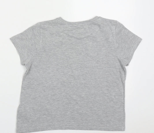 Marks and Spencer Girls Grey Cotton Basic T-Shirt Size 11-12 Years Crew Neck Pullover - friends