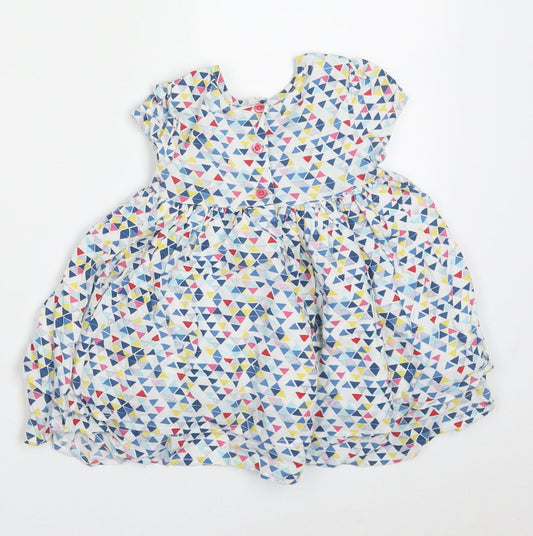 BHS Girls Multicoloured Geometric Viscose A-Line Size 9-12 Months Crew Neck Button