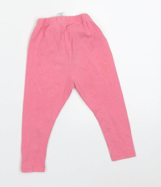 TU Girls Pink Cotton Capri Trousers Size 2 Years Regular Pullover