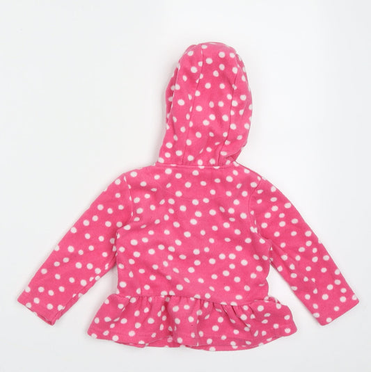 Dunnes Stores Girls Pink Polka Dot Polyester Full Zip Jumper Size 6-9 Months Zip