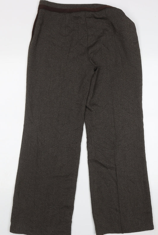 Marks and Spencer Womens Brown Polyester Trousers Size 12 L30 in Regular Hook & Eye