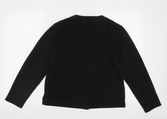 bader Womens Black Crew Neck Polyester Cardigan Jumper Size M