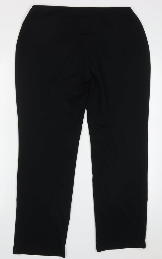 Marks and Spencer Womens Black Polyester Trousers Size 14 L30 in Regular