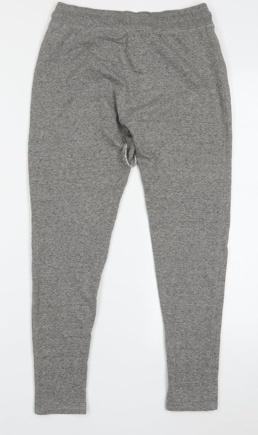 LEFTIES Womens Grey Cotton Cropped Trousers Size L L25 in Regular Tie