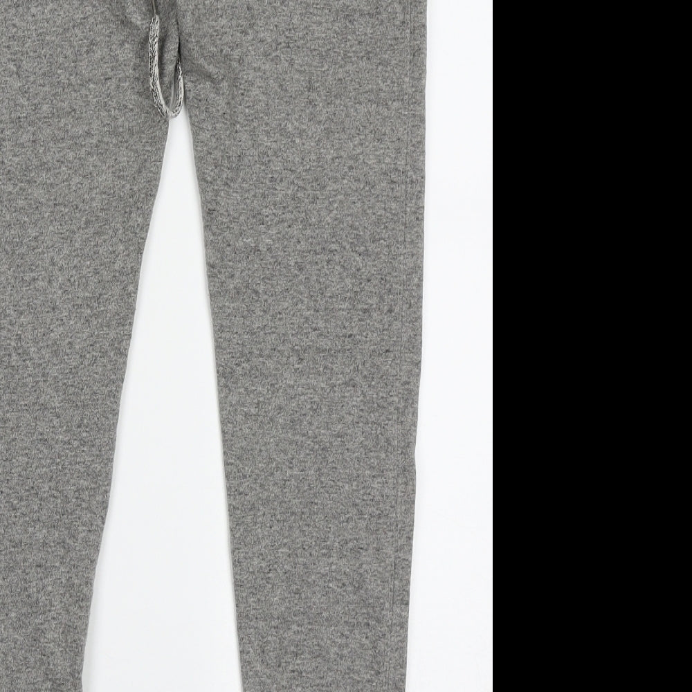 LEFTIES Womens Grey Cotton Cropped Trousers Size L L25 in Regular Tie