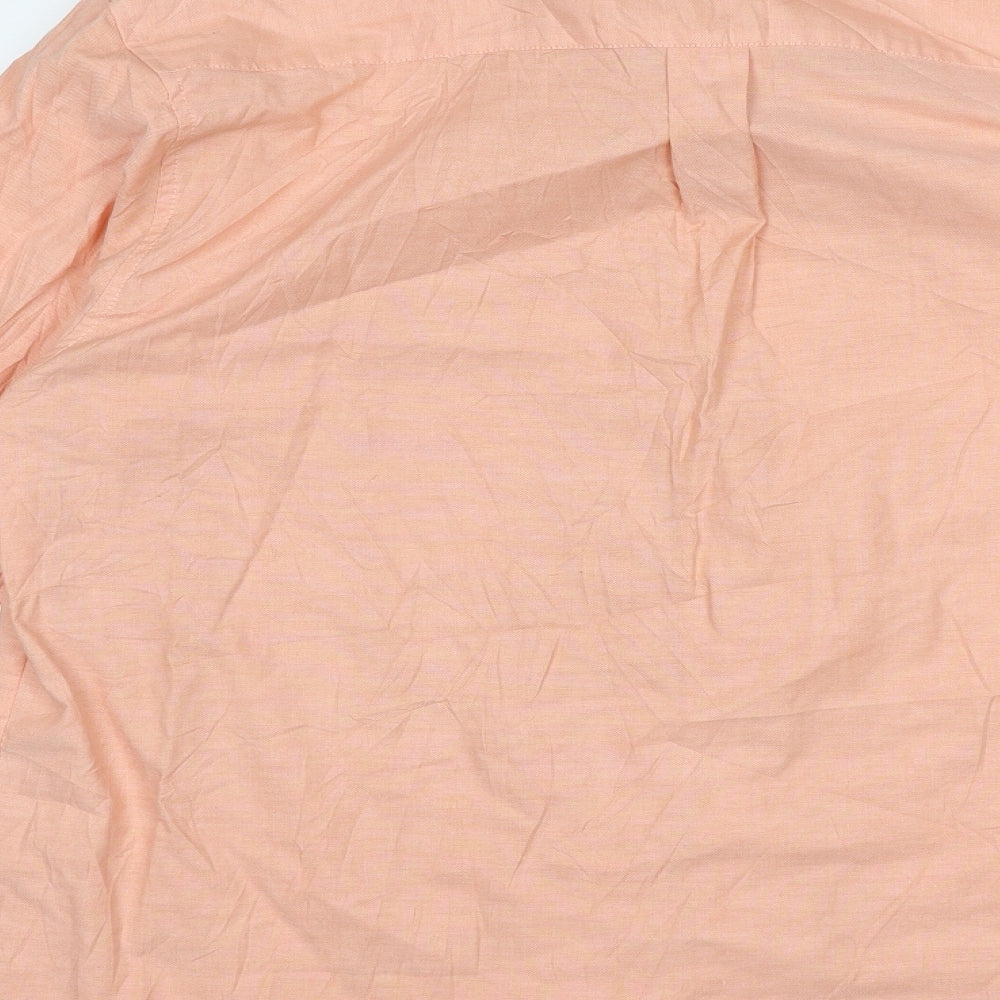 Cardelli Mens Orange Polyester Button-Up Size XL Collared Button