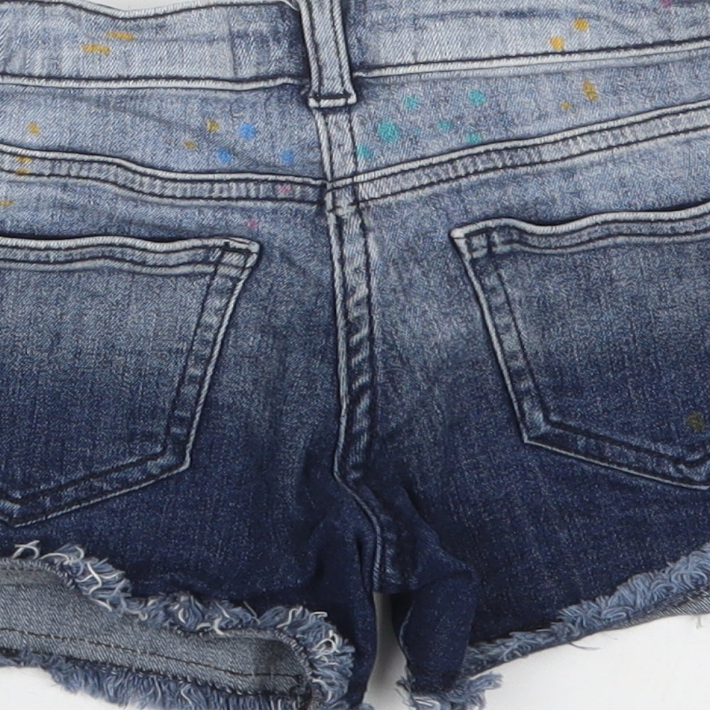 NEXT Girls Blue Polka Dot Cotton Cut-Off Shorts Size 7 Years Regular Buckle
