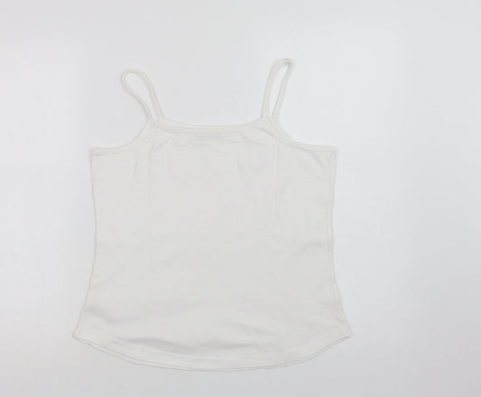 Dunnes Stores Womens White Cotton Basic Tank Size 18 Square Neck