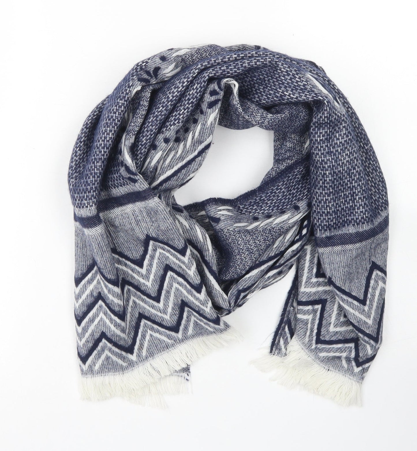 Luxe Unisex Blue Argyle/Diamond Viscose Scarf