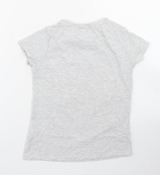 Pep & Co Girls Grey Cotton Basic T-Shirt Size 7-8 Years Crew Neck - All about having fun