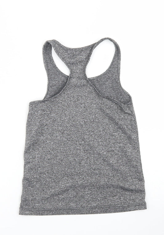 Active Girls Grey Polyester Basic Tank Size 7-8 Years Round Neck