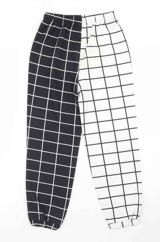 SheIn Girls Black Check Cotton Jogger Trousers Size 8 Years Regular